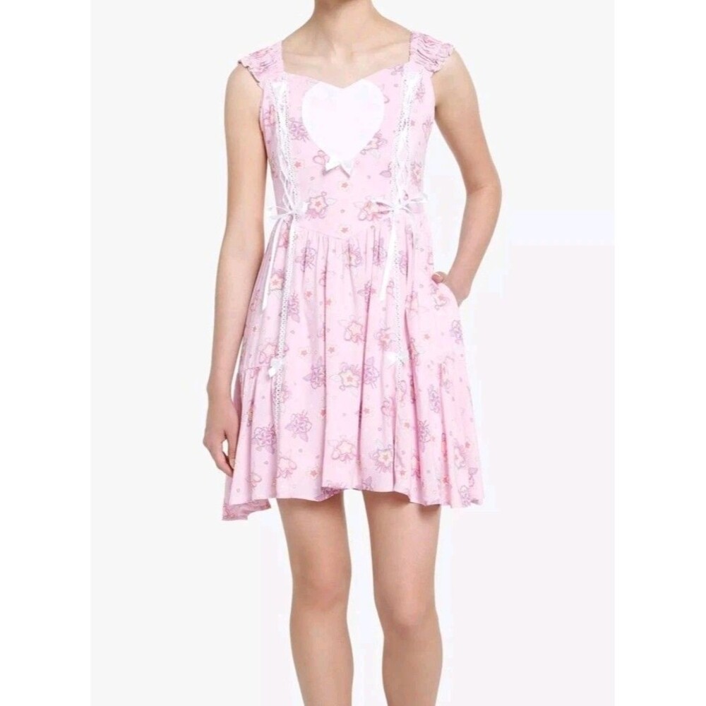 NEW Sweet Society Kawaii Pink Heart XL Lace Up Womens Cosplay Dress FLAWED